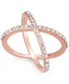 Inc International Concepts Rose Gold-tone Criss Cross Rhinestone Ring, Only At Macy's