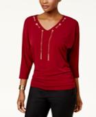 Jm Collection Chain-trim Dolman-sleeve Top, Created For Macy's