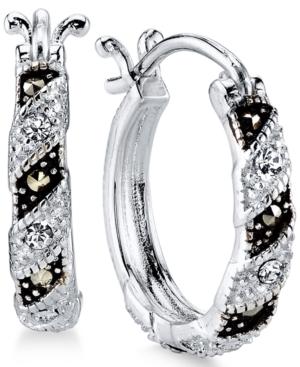 Unwritten Silver-plated Marcasite And Crystal Hoop Earrings