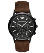 Emporio Armani Men's Chronograph Renato Brown Suede Strap Watch 43mm