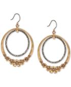 Lucky Brand Two-tone Pave & Flower Double-row Hoop Earrings
