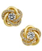 Giani Bernini Cubic Zirconia Love Knot Stud Earrings In Sterling Silver And 18k Gold-plated Sterling Silver, Only At Macy's