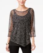 Alfani Petite Printed Chiffon Overlay Top, Only At Macy's