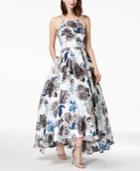 Betsy & Adam Printed Lace-up High-low Gown