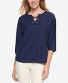 Tommy Hilfiger Lace-up Top, Only At Macy's