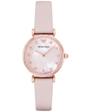Emporio Armani Women's Gianni T-bar Pink Leather Strap Watch 32mm Ar1958