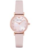 Emporio Armani Women's Gianni T-bar Pink Leather Strap Watch 32mm Ar1958