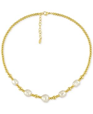 Majorica Gold-tone Baroque Imitation Pearl Collar Necklace