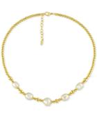 Majorica Gold-tone Baroque Imitation Pearl Collar Necklace