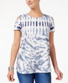 Style & Co Cotton Cold-shoulder T-shirt, Created For Macy's