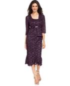 R&m Richards Petite Sequin Lace Sheath And Jacket