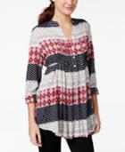 American Rag Printed Pintucked Button-front Blouse, Only At Macy's