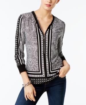 I.n.c. Printed Zip-up Top, Created For Macy's