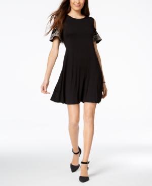 Style & Co Embroidered Cold-shoulder Dress, Created For Macy's