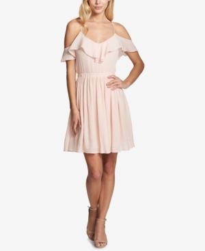 Guess Ruffled Cold-shoulder Fit & Flare Dress