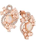 Le Vian Crazy Collection Neapolitan Opal (2-3/10 Ct. T.w.), Peach Morganite (3-1/5 Ct. T.w.) And White Topaz (9/10 Ct. T.w.) Stud Earrings In 14k Rose Gold, Only At Macy's