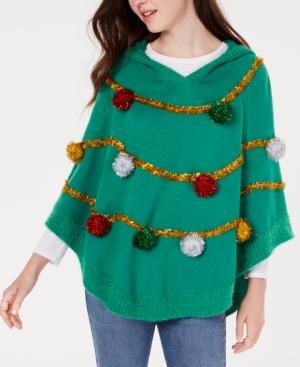 Hooked Up By Iot Juniors' Tree Poncho Sweater