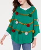 Hooked Up By Iot Juniors' Tree Poncho Sweater
