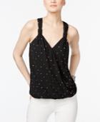 Inc International Concepts Embellished Faux-wrap Top, Only At Macy's