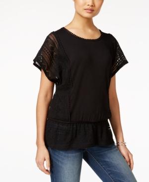 Style & Co. Lace-panel Peplum Top, Only At Macy's