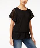 Style & Co. Lace-panel Peplum Top, Only At Macy's