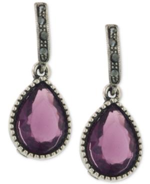 2028 Hematite-tone Pave & Purple Stone Drop Earrings, A Macy's Exclusive Style