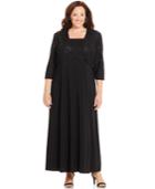 R & M Richards Plus Size Sequined Dress & Jacket