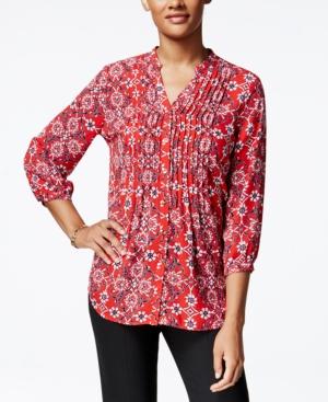 Charter Club Floral-print Pintucked Shirt, Only At Macy's