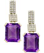 Effy Amethyst (5-1/3 Ct. T.w.) And Diamond (1/5 Ct. T.w.) Drop Earrings In 14k Gold