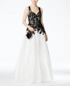 B Darlin Juniors' Colorblocked Lace A-line Gown