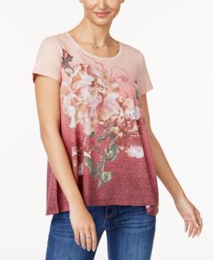 Style & Co Embellished Floral-print Swing Top, Created For Macy's