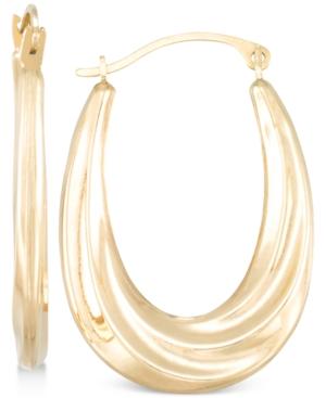Draped-look Oval Hoop Earrings In 10k Gold