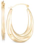 Draped-look Oval Hoop Earrings In 10k Gold