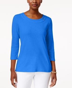 Karen Scott Petite Hardware-trim Top, Only At Macy's