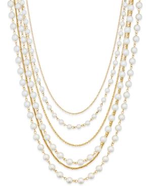 Charter Club Gold-tone Imitation Pearl Six Strand Layer Necklace, Only At Macy's