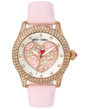 Betsey Johnson Women's Light Pink Leather Strap Watch 42mm Bj00019-75