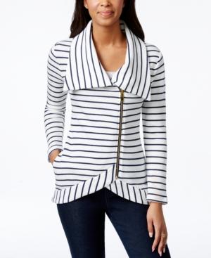 Tommy Hilfiger Felina Striped Asymmetrical-zip Jacket