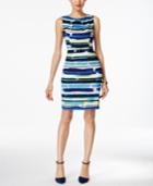 Connected Printed Belted Sheath Dress