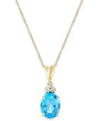 Blue Topaz (2-1/4 Ct. T.w.) And Diamond Accent Pendant Necklace In 10k Gold