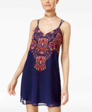Sequin Hearts Juniors' Strappy-back Slip Dress