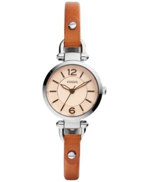 Fossil Women's Georgia Small Dark Brown Leather Strap Watch 26mm Es4025