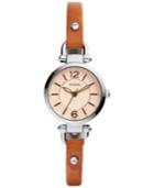 Fossil Women's Georgia Small Dark Brown Leather Strap Watch 26mm Es4025