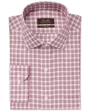 Tasso Elba Non-iron Burgundy Twill Check Dress Shirt, Only At Macy's
