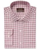 Tasso Elba Non-iron Burgundy Twill Check Dress Shirt, Only At Macy's