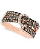 Le Vian Chocolate (5/8 Ct. T.w.) And White Diamond (1/10 Ct. T.w.) 2-row Buckle Ring In 14k Rose Gold