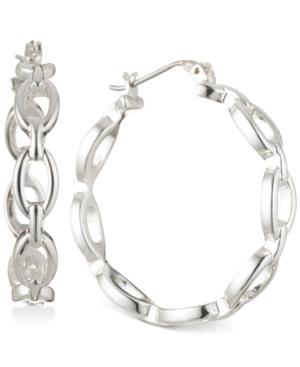 Nine West Silver-tone Chain Link Hoop Earrings