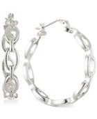 Nine West Silver-tone Chain Link Hoop Earrings