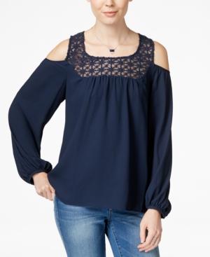 Jessica Simpson Liam Crochet Cold-shoulder Peasant Blouse