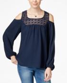 Jessica Simpson Liam Crochet Cold-shoulder Peasant Blouse