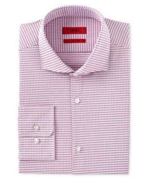 Hugo Men's Slim-fit Red Mini Check Dress Shirt